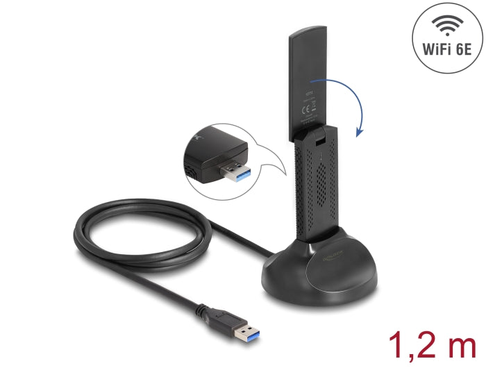 Delock Wi-Fi 6E Dualband WLAN USB Adapter AX3000 (2 x 1201 + 574 Mbps) Delock Wi-Fi 6E Dualband WLAN USB Adapter AX3000 (2 x 1201 + 574 Mbps)